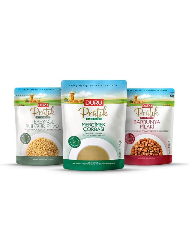 Mercimek Çorbası 250ml + Tereyağlı Bulgur Pilavı 250g + Barbunya Pilaki 400g