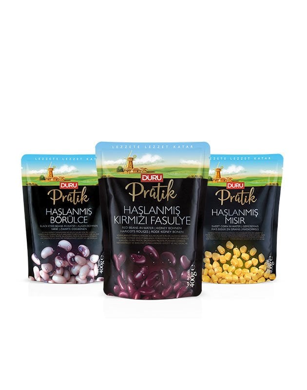 Pratik Haşlanmış Ürünler 2 (Kırmızı Fasulye + Mısır + Börülce) 400g
