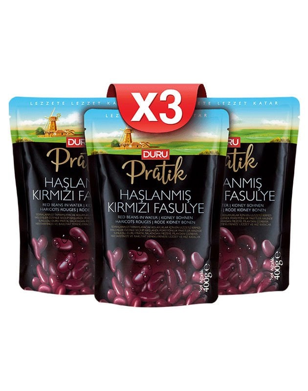 3 'lü Pratik Haşlanmış Kırmızı Fasulye (3 x 400g) (Kargo dahil fiyat)