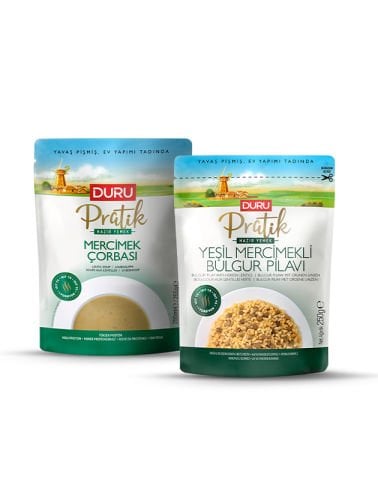 Mercimek Çorbası 250ml + Yeşil Mercimekli Bulgur Pilavı 250g