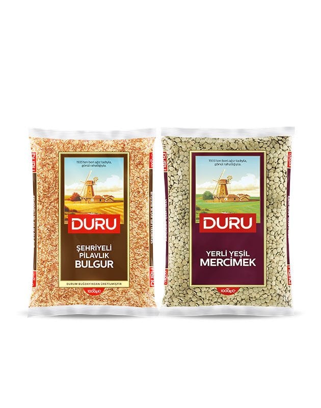 Şehriyeli Pilavlık Bulgur 1kg + Yeşil Mercimek 1kg